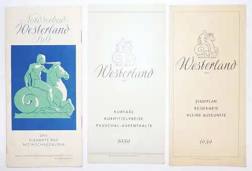 Westerland Sylt Prospekt 1939 mit Stadtplan Kurtaxe 