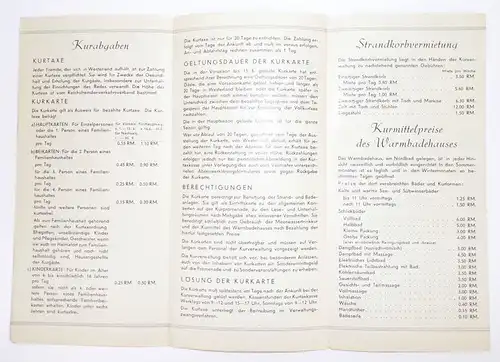 Westerland Sylt Prospekt 1939 mit Stadtplan Kurtaxe 