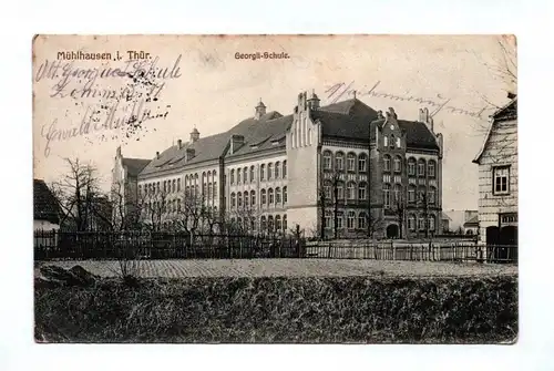 Ak Mühlhausen in Thüringen Georgii Schule 1915 Feldpostkarte