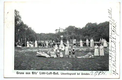 Ak Radebeul Gruss aus Bilz Licht Luft Bad Lössnitzgrund bei Dresden 1906