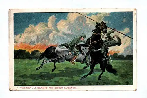 Ak Patrouillen Kampf mit einem Kosaken 1 Wk 1915 Feldpostkarte