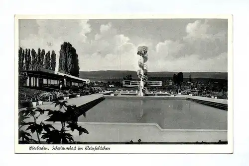 Ak Wiesbaden Schwimmbad im Kleinfeldchen 1954