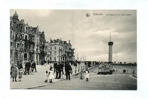 Ak Ostende La Digue et le vieux phare