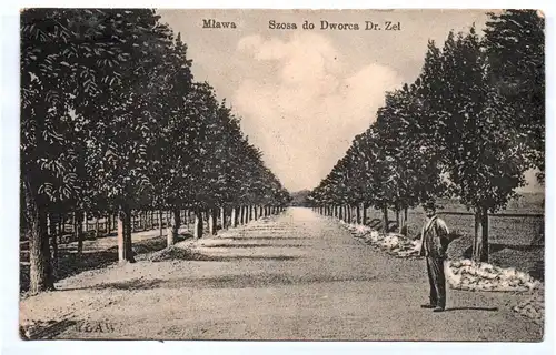 Ak Mlawa Szosa do Dworca Dr Zel 1915 Masowien Polen Mława