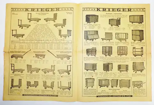 Alter Prospekt Oscar Krieger Dresden Transport Wagen Anhänger 1930er