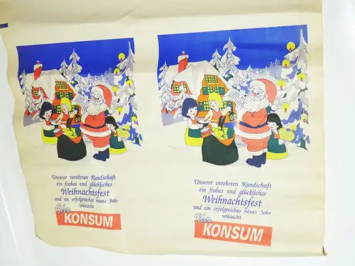Bogen Konsum 4 x Weihnachtspapier DDR HO Weihnachten Papier