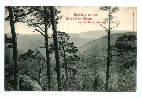 Ak Ilsenburg am Harz Blick auf den Brocken von den Westernklippen