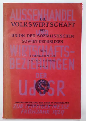 Die Volkswirtschaft der Union der Sozialistischen Sowjetrepublik 1929 UdSSR