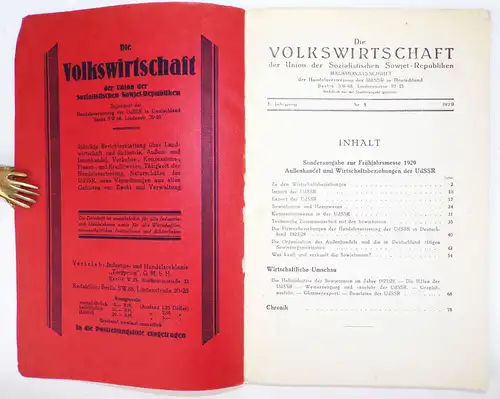 Die Volkswirtschaft der Union der Sozialistischen Sowjetrepublik 1929 UdSSR