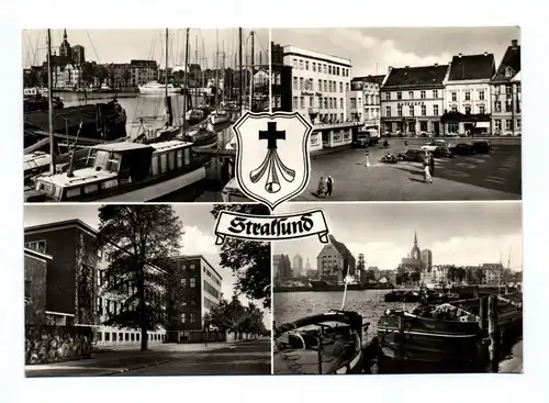Ak Stralsund Hafen Alter Markt Krankenhaus am Sund Hafen 1962