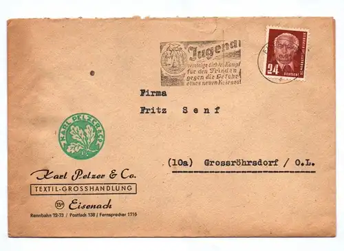 Brief Karl Pelzer & Co. Textil Grosshandlung Eisenach DDR