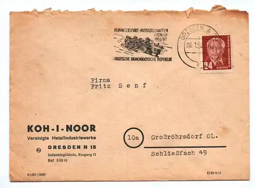 Brief KOH I NOOR Vereinigte Metallindustriewerke Dresden DDR 1952