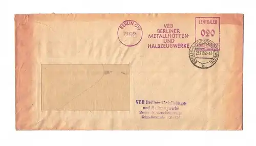 Brief DDR 1959 VEB berliner Metallhütten und Halbzeugwerke