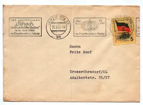 Brief Internationale Ausstellung Schach im Wandel der Zeiten DDR 1960 Leipzig