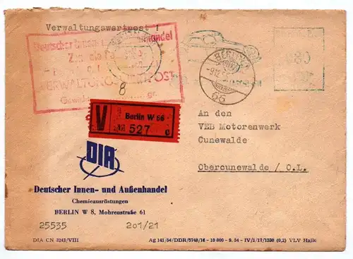Vignette Berlin W66 Deutscher Innen und Außenhandel Chemieausrüstungen 1955 DDR