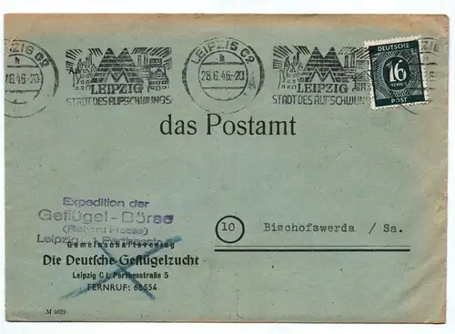 Brief Expedition Geflügel Börse Leipzig 1946