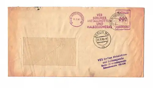 Brief 1960 VEB Berliner Metallhütten DDR Briefkuvert