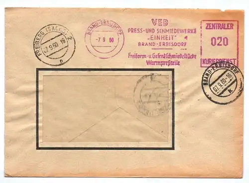 DDR Briefkuvert 1960 VEB Press und Schmiedewerke Brand Erbisdorf Brief