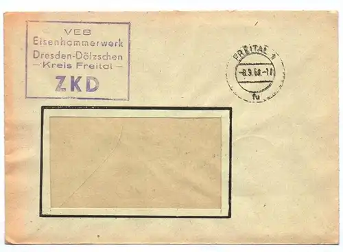ZKD Brief VEB Eisenhammerwerk Dresden Dölzschen Kreis Freital 1960