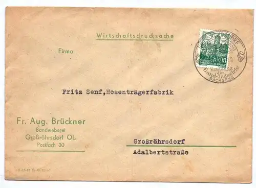 Wirtschaftsdrucksache Bandweberei Großröhrsdorf OL DDR