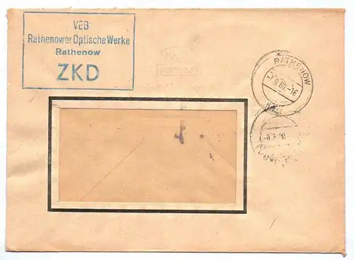 ZKD Brief VEB Rathenower Optische Werke Rathenow 1960