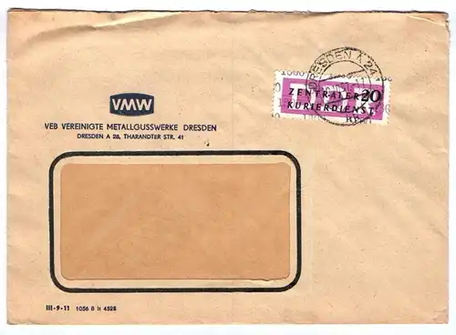 Brief VMW VEB Vereinigte Metallgusswerke Dresden 1957 DDR