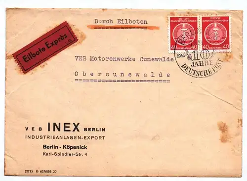 VEB INEX Berlin Industrieanlagen Export DDR 1955 Eilbote Express