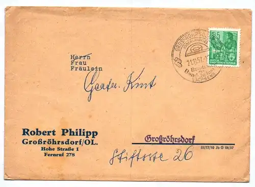 Brief Robert Philipp Großröhrsdorf DDR 1957