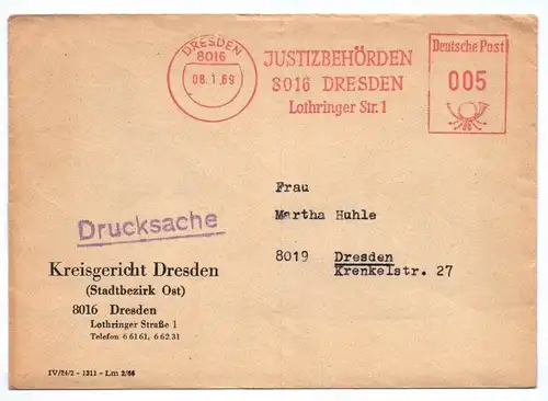 Drucksache Kreisgericht Dresden Stadtbezirk Ost 1969