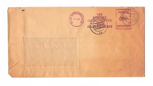 Brief Berliner Metallhütten und Halbzeugwerke 1960 DDR