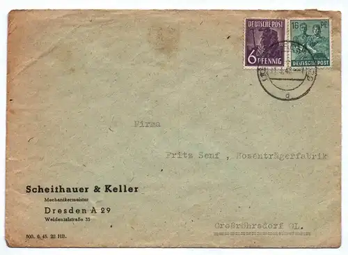 Firmenbrief Scheithauer & Keller Mechanikermeister Dresden 1948