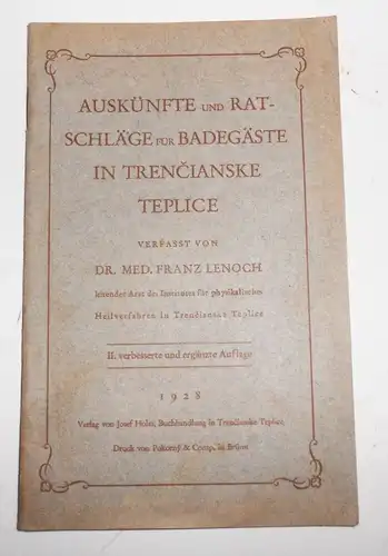 5 Reise Broschüren Bad Trentschin - Teplitz Slowakei 1928/29 Trenčianske Teplice