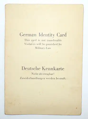 Deutsche Kennkarte 1945 Göttingen Ausweis