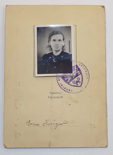 Deutsche Kennkarte 1945 Göttingen Ausweis