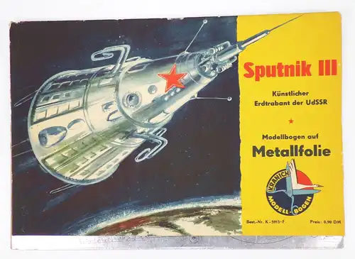 Kranich Bastelbogen Sputnik III Metallfolie  1959 DDR 
