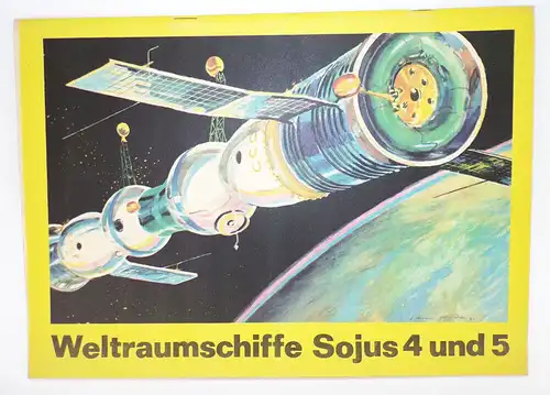 DDR Bastelbogen Weltraumschiffe Sojus 4 und 5 Junge Welt 1971 Ausschneidebogen