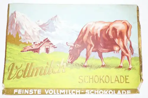 Vollmilch Schokoladenpapier Ulbrich Leipzig Lindenau Schokolade 1930er Kuh