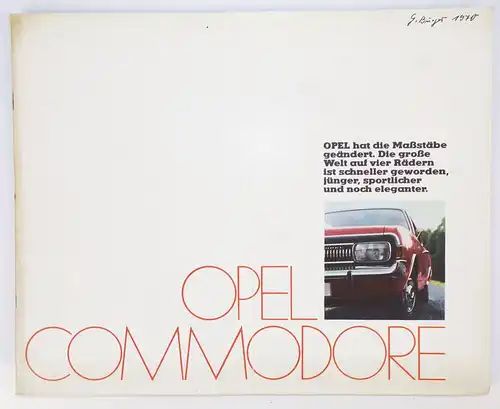 Opel Commodore 1970 Prospekt Oldtimer