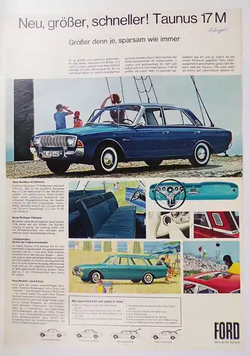 Werbe Blatt Ford  Taunus 20M Vintage Print Oldtimer