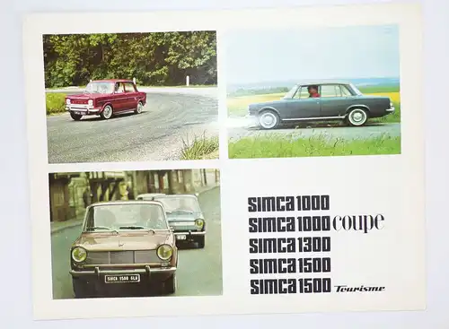 Simca 1000 Coupe Prospekt Tourisme Oldtimer