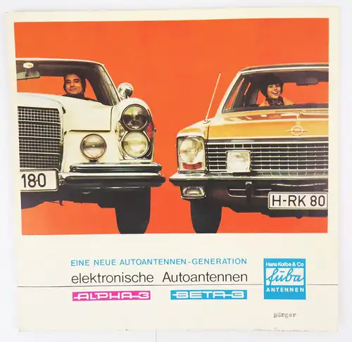 Prospekt Auto Antennen Beta3 Alpha3 Hans Kolbe Oldtimer