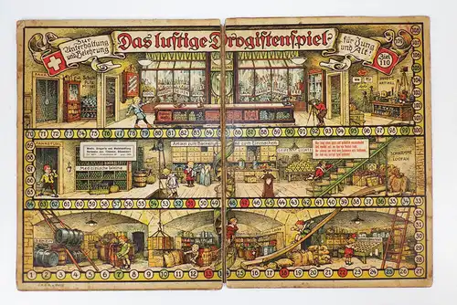 Altes Spielbrett Das lustige Drogistenspiel um 1920