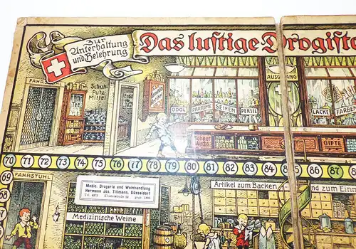 Altes Spielbrett Das lustige Drogistenspiel um 1920