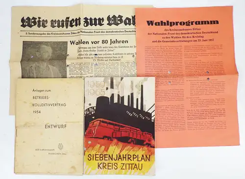 Zittau DDR Nationale Front Sieben Jahresplan Phänomen Konvolut