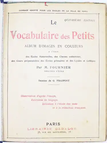 Französische Fibel Lehrbuch Lesebuch Schulbuch Frankreich 1936