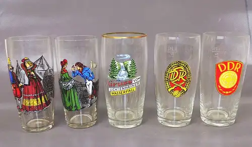 DDR Gläser Set Trachten Lichtenhainer Wasserfall GST vintage Deko