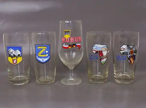 Gläser Set Robur DDR Zittau Auto PKW Kfz Oldtimer 5 Stück Glas 