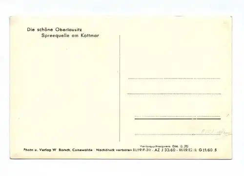 Ak Die schöne Oberlausitz Spreequelle am Kottmar 1960 DDR