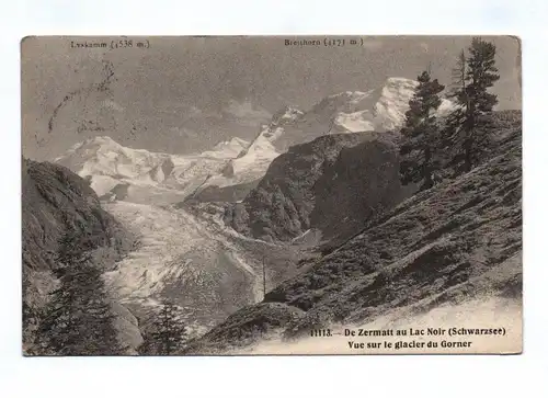 Ak Lyskamm Breithorn De Zerrmatt au Lac Noir Schwarzsee Vue sur glacier Gorner