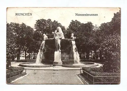Ak München Nonnenbrunnen 1916